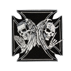 Skulls Angel and Devil Sleeve Embroidered Iron-on/Velcro Patch