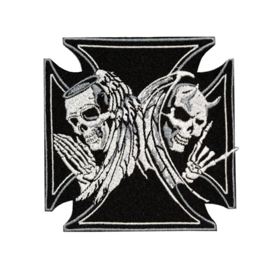 Skulls Angel and Devil Sleeve Embroidered Iron-on/Velcro Patch