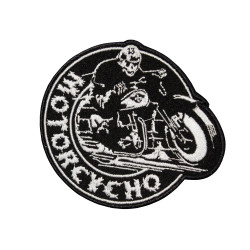 Patch thermocollant / velcro brodé sur les manches de motard Motorcycho