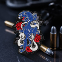 Roaring Rose Panther Patch Embroidered Sleeve Patch