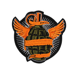 Grenade Angel Wings Sleeve Embroidered Iron-on / Velcro Patch 