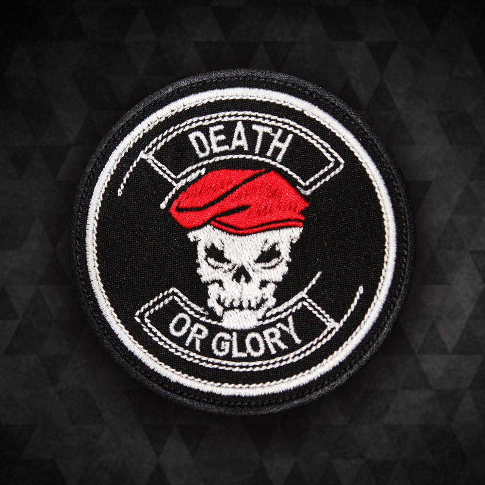 Death or Glory Skull Patch Klett Logo Airsoft Paintball Tactical Softair 
