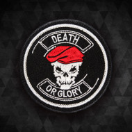 Patch Airsoft brodé béret rouge crâne mort ou gloire