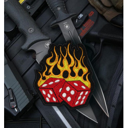 Patch de manchon thermocollant / velcro brodé à la main de cubes de jeu de flamme