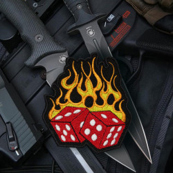 Flame Gaming Cubes Handmade Embroidered Iron-on / Velcro Sleeve Patch