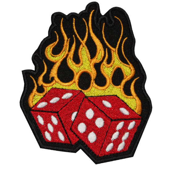 Flame Gaming Cubes Handmade Embroidered Iron-on / Velcro Sleeve Patch