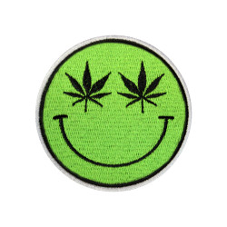 Halloween Smile Cannabis-Augen gestickter Klettverschluss / Aufbügler