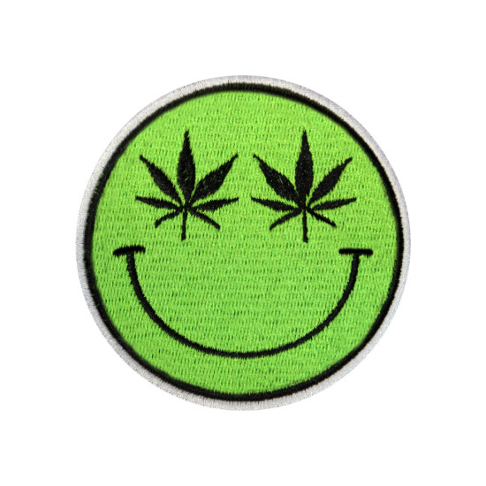 Halloween Smile Cannabis-eyes Embroidered Velcro / Iron-on Patch