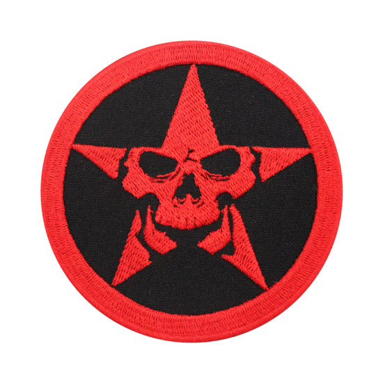 Parche de manga de velcro / termoadhesivo bordado militar con escudo de calavera