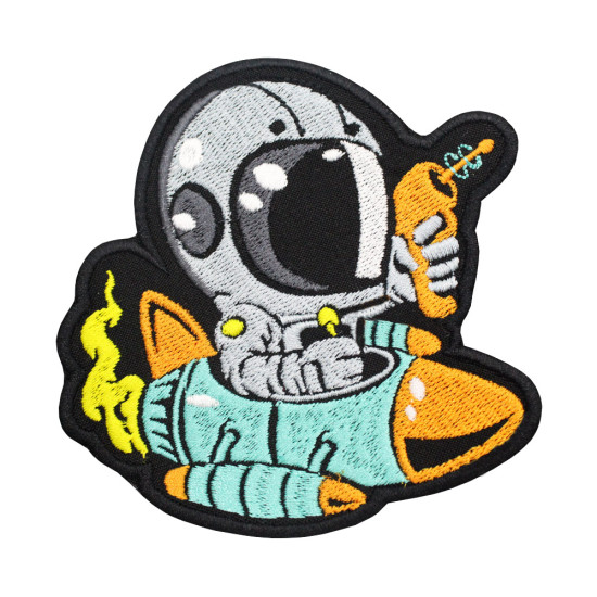 Astronaut in Space Rocket Embroidered Iron-on / Velcro Patch