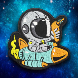 Astronaut on Bike Space Embroidered Iron-on / Velcro Patch