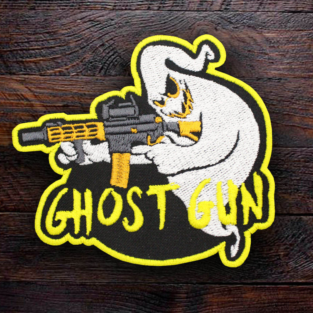 Toppa termoadesiva/velcro ricamata Ghostbusters con logo pistola
