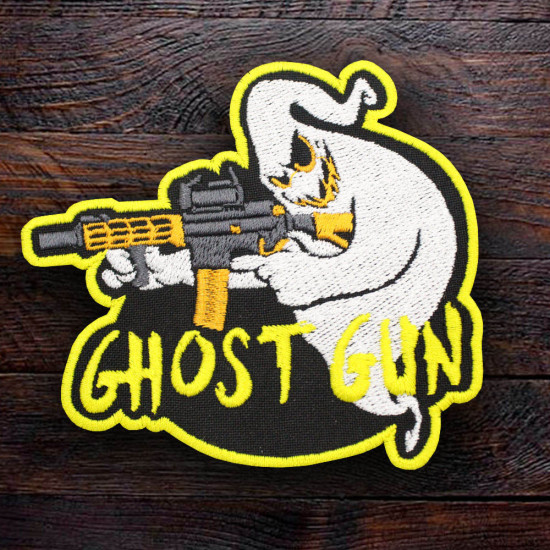 Toppa termoadesiva/velcro ricamata Ghostbusters con logo pistola fantasma