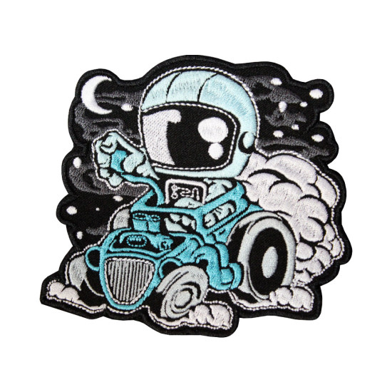 Astronaut in Space Car Embroidered Iron-on / Velcro Patch