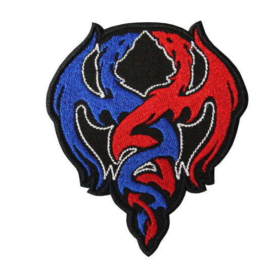 Patch thermocollant/velcro brodé de dragons de feu et d'eau