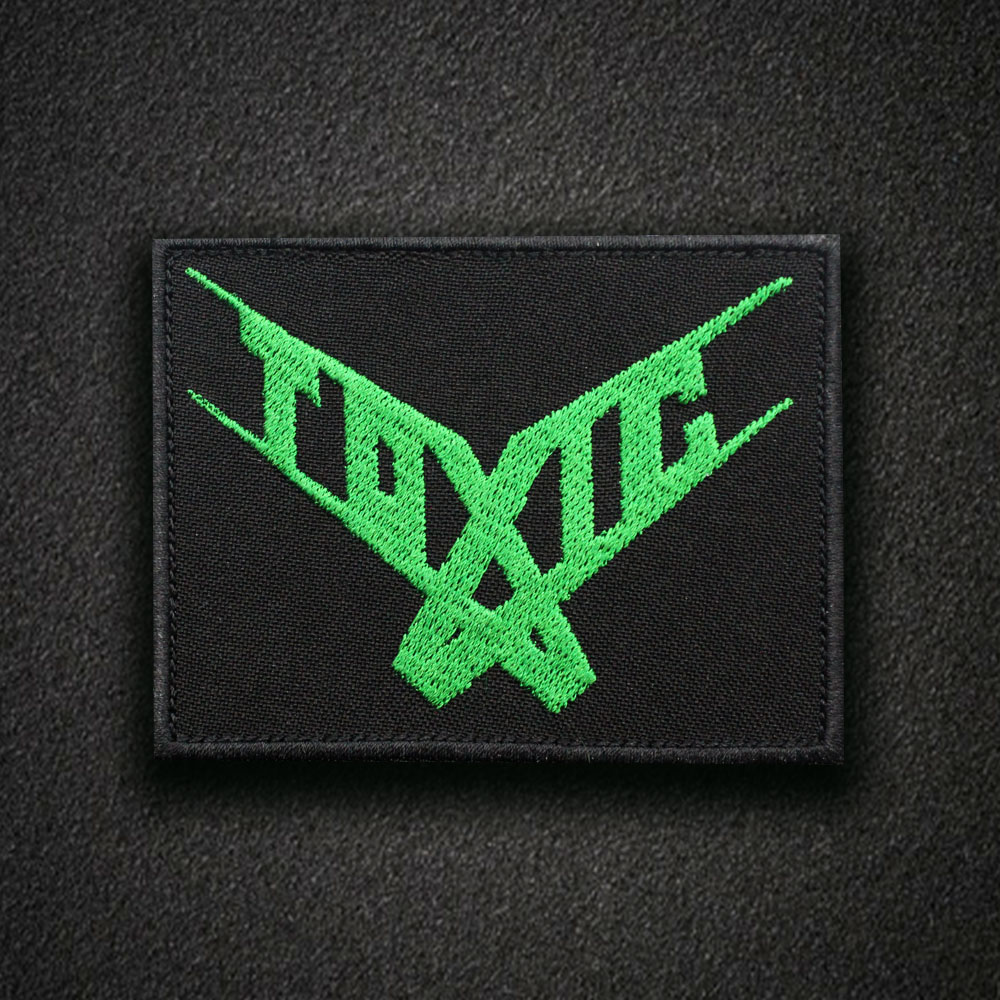 TOXIK,SEW ON GREEN  EMBROIDERED PATCH 