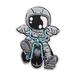 Spaceman à vélo Patch thermocollant / velcro brodé sur les manches