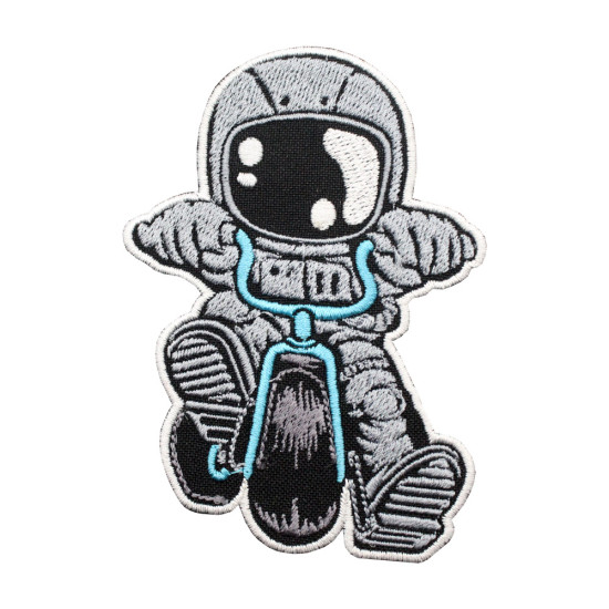 Spaceman on bicycle Embroidered Iron-on / Velcro Sleeve Patch