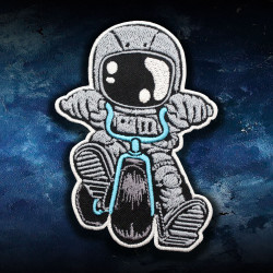 Spaceman on bicycle Embroidered Iron-on / Velcro Sleeve Patch