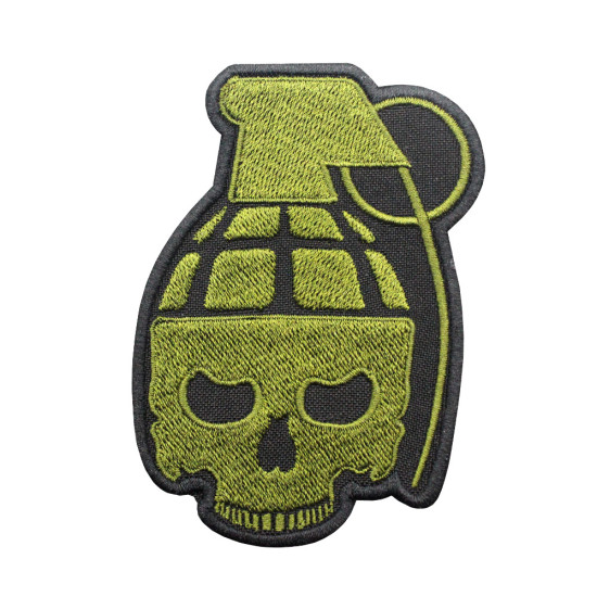 Patch thermocollant / velcro brodé Airsoft crâne vert grenade