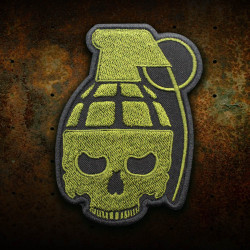 Grüne Totenkopfgranate Airsoft besticktes Bügelbild / Klettverschluss-Ärmel-Patch