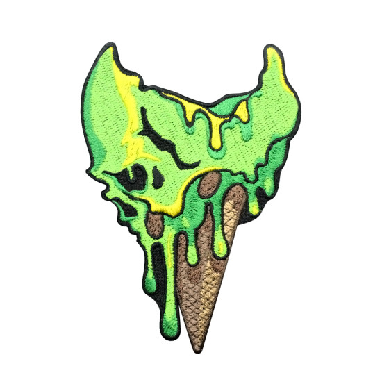 Toxic Ice Cream besticktes Bügelbild / Ärmelaufnäher mit Klettverschluss