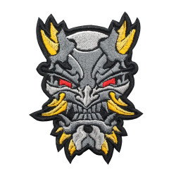 Japanese Demon Oni Embroidered Iron-on / Velcro Sleeve Patch