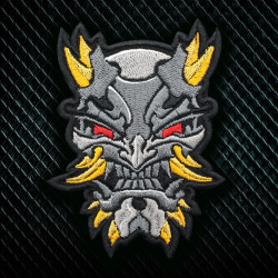 Japanese Demon Oni Embroidered Iron-on / Velcro Sleeve Patch