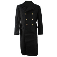 Caldo cappotto militare invernale Navy Fleet Esercito sovietico Cappotto nero lungo in vera lana navale