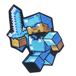 Toppa cucita Minecraft Steve ricamata Patch termoadesiva Hero Diamond Armor Adesivo regalo con gancio e anello