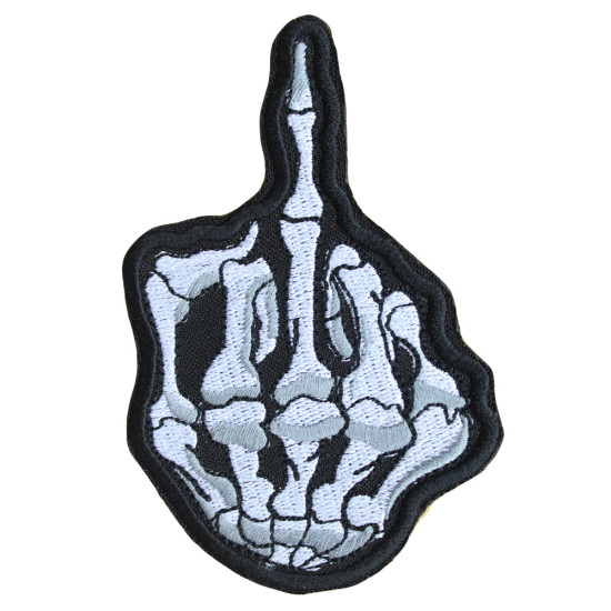 Middle Fingers Up Sew-on patch MFU Iron-on embroidery Hook and loop Skeleton Biker patch Airsoft gift