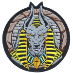 Toppa ricamata Anubis Dio della morte cucita Toppa termoadesivo Dio egiziano Ricamo con gancio e passante