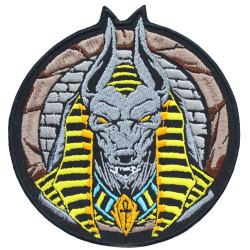 Anubis embroidered patch Sew-on God of Death Iron-on patch Egyptian God Hook and loop embroidery