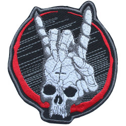 Rock n' Roll Aufbügler Totenkopfstickerei Heavy Metal till I die bestickter Klettpatch