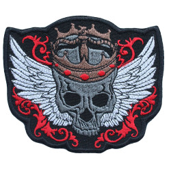 Skeleton King Iron-on patch Winged Death sew-on embroidery Skull Hook and loop gift sticker