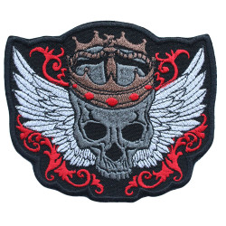 Skeleton King Iron-on parche Winged Death bordado cosido Skull Hook and loop pegatina de regalo