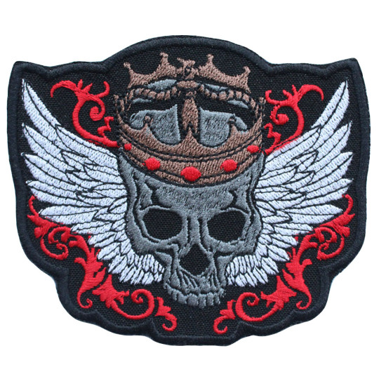 Skeleton King Iron-on patch Winged Death broderie à coudre Crâne Crochet et boucle cadeau autocollant