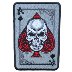 As de pique brodé Patch thermocollant Crochet et boucle Airsoft patch Coudre Skeleton Card patch cadeau