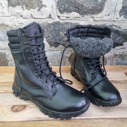 Military tactical boots Proffesional Ukrainian Army "Sprint" black winter high boots Combat gift for men