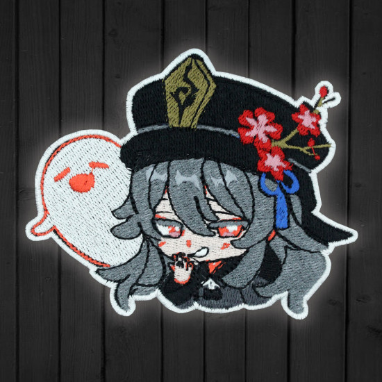 Silver-haired Hu Tao Iron-on patch Genshin impact gift Embroidered Pyro patch Liyue embroidery MiHoYo gaming patch Anime gift