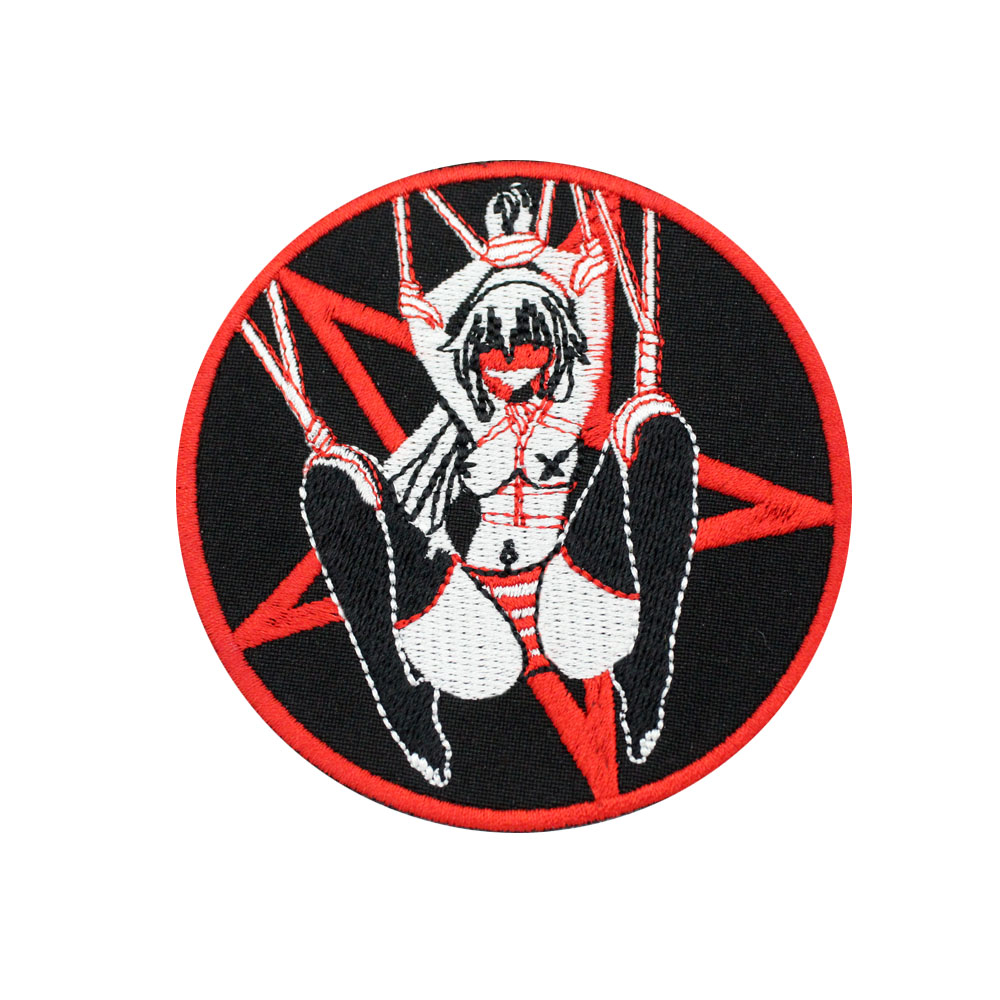 変態ワッペンアニメセクシー刺繡アイアンオン ベルクロスリーブ