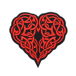 Heart Celtic Ornament Embroidered Iron-on / Velcro Sleeve Patch
