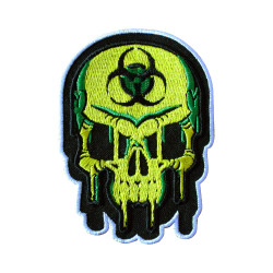 Skull Caution Biohazard STALKER Embroidered Iron-on / Velcro Sleeve Patch