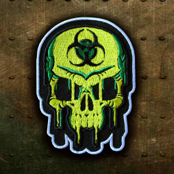 Skull Caution Biohazard STALKER Embroidered Iron-on / Velcro Sleeve Patch