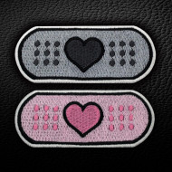 Patch velcro thermocollant brodé à 2 bandes coeur