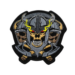 Viking Skull brodé fer sur Patch Biker Velcro Gift