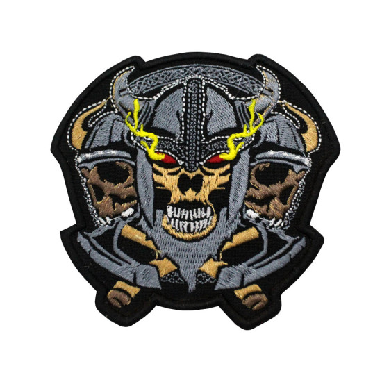 Viking Skull brodé fer sur Patch Biker Velcro Gift