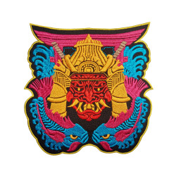 Oni Demon Samurai Ricamato Ferro su Patch Dragons Velcro Regalo