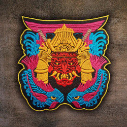 Oni Demon Samurai Brodé Fer sur Patch Dragons Velcro Cadeau