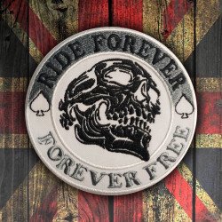 Ride Forever Embroidered Iron on Patch Biker Skull Velcro Gift